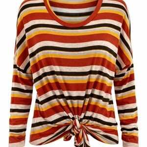 Blu Pepper Multicolor Striped Long Sleeve Top